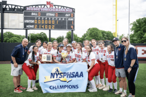 Eastchester celebrates with the Section 1 Class AA title on May 31. This is the first Eagles' title since 1991.